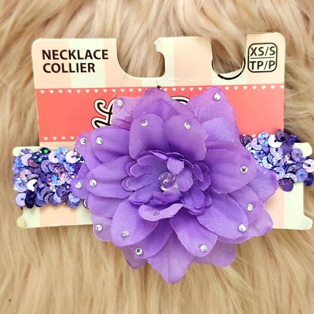 Brand New LULU PINK FLOWER & BLING PET COLLAR- XS/S